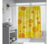 Rideau de douche à points dégradés chauds, rayons de soleil jaune vif sur fond blanc, décoration de salle de bain, rideaux de bain en tissu polyester style nordique avec crochets W180xL180 cm