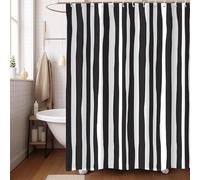 Rideau de Douche à Rayures Noires et Blanches - Design bohème Minimaliste Moderne, avec Plusieurs Crochets pour la décoration de la Salle de Bain et de la Baignoire 90x150cm/(WxH)