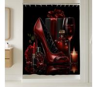 Rideau de douche à talons hauts - En polyester imperméable - Pour salle de bain, chambre d'amis - Sans boîte cadeau - Rouge - 137 x 198 cm