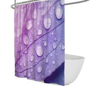 Rideau de Douche à thème Nature Moderne, Feuilles Violet Clair et Gouttes de rosée, Rideaux de Douche pour la Salle de Bain, décoration botanique esthétique imperméable 200 x 220 cm