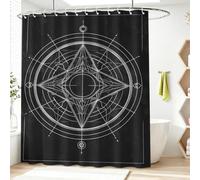 Rideau de Douche Abstrait Gothique en Polyester imperméable et Lavable avec Crochets, 240 x 200 cm, Rideau de Salle de Bain Mandala Astrologie Rayonnant Symétrie Fond Noir pour Salle de Bain