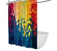 Rideau de Douche Abstrait Rainbow Bloom Rideau de Douche en Art Floral Vibrant avec Crochets Décoration Moderne bohème de Salle de Bain Tissu étanche en Polyester 200 x 200 cm
