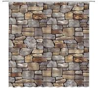 Rideau de Douche Anti Moisissure 120x200 Mur de Briques Rideau de Douche Tissu Imperméable Lavable Campagne 3D Rideaux Baignoire Salle de Bain A/3970