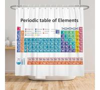 Rideau de Douche Anti Moisissure 180x200 Chimie Rideau de Douche Tissu Imperméable Lavable Tableau Périodique 3D Rideaux Baignoire Salle de Bain A/3297