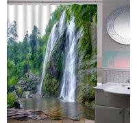Rideau de Douche Anti Moisissure 200x200 Cascade Rideau de Douche Tissu Imperméable Lavable Paysages Naturels 3D Rideaux Baignoire Salle de Bain A/7942