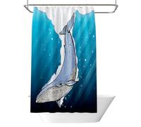 Rideau de Douche Anti Moisissure 200x200 cm, Rideau Douche Bleu Imperméable Tissu Polyester Lavable Baleine Rideaux de Baignoire avec Ourlet Inférieur Lesté et Crochets pour Salle de Bain (LB1070)