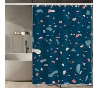 Rideau de Douche Anti Moisissure 200x200cm, Rideau Douche Bleu Imperméable Tissu Polyester Lavable Fragments Abstraits Rideaux de Baignoire avec Ourlet Inférieur Lesté et Crochets en C (LB1972)