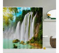 Rideau de Douche Anti Moisissure 240x200 Cascade Rideau de Douche Tissu Imperméable Lavable Paysage 3D Rideaux Baignoire Salle de Bain A/2255