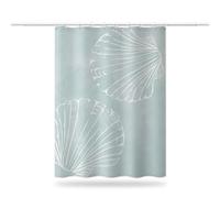 Rideau de Douche Anti Moisissure 240x200 cm, Rideau Douche Bleu Clair Imperméable Tissu Polyester Lavable Coquillages Rideaux de Baignoire avec Ourlet Inférieur Lesté et Crochets en C (LB1902)