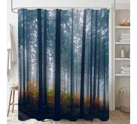 Rideau de Douche Anti Moisissure 80x180 Forêt Rideau de Douche Tissu Imperméable Lavable Brume 3D Rideaux Baignoire Salle de Bain A/2338