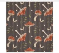 Rideau de Douche Anti Moisissure Champignons Rideau Douche 200x200 Champignons Sauvages Shower Curtain 3D Imperméable Tissu Polyester Rideaux Baignoire Salle de Bain avec Crochets D-583