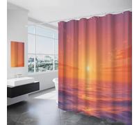 Rideau De Douche Anti Moisissure Coucher De Soleil Rideau Douche 180X180Cm Mer De Rêve Orange Corail Shower Curtain 3D Imperméable Polyester Rideaux Baignoire Salle De Bain