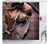 Rideau de Douche Anti Moisissure Cowboy Western Rideau Douche 120x180 Style Campagnard Shower Curtain 3D Imperméable Tissu Polyester Rideaux Baignoire Salle de Bain avec Crochets D-1875