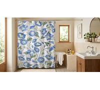 Rideau de Douche Anti-Moisissure en Tissu Imperméable,rideau de Baignoire Antibactérien Lavable avec 12 Crochets,Polyester de Qualité Supérieure pour Salle de Bain,180 x 200 cm,Gloire du matin bleue
