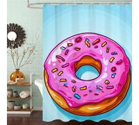 Rideau de Douche Anti Moisissure et Imperméable, Polyester Shower Curtain Bleu œuf de Canard Lavable avec Ourlet Inférieur Lesté, Rideaux Douche Donut avec Œillets et 12 Crochets, 90x200 cm J8-641