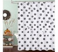 Rideau de Douche Anti Moisissure et Imperméable, Polyester Shower Curtain Pois Lavable avec Ourlet Inférieur Lesté, Rideaux Douche Gris avec Œillets Antirouille et 12 Crochets, 90x200 cm J8-61