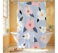 Rideau de Douche Anti Moisissure, Fleur Rideau Douche 240x200 cm Imperméable Tissu Lavable en Machine Polyester Shower Curtain avec 12 Crochets, Decoration Jardin Exterieur, Violet Clair 6H-262
