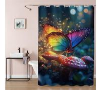 Rideau de Douche Anti Moisissure, Papillon Rideau Douche 90x200 cm Imperméable Tissu Lavable en Machine Polyester Shower Curtain avec Crochets pour Hôtel, Decoration Jardin Exterieur, Rêve 9Q-219