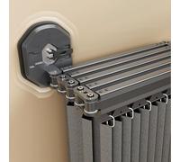 Rideau de Douche Anti Moisissure Pliable, Barre de Douche à Angle Réglable/Extensible Sans Perçage, Tissu en Lin, Rideau Douche Lavable en Machine, Imperméable/Rangement Invisible(Dark gray,172 cm+25