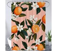 Rideau de Douche Anti Moisissure, Rideau Douche Rose, Imperméable Tissu Polyester Baignoire Curtain, avec Ourlet Lesté et 12 Crochets, Lavable en Machine, Baignoire Décor Citron 95 x 200 cm YL#173