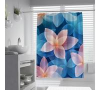 Rideau de Douche Aquarelle de rêve, Art Abstrait Fleuri, Rideaux de Douche Fond Bleu, Rideau de Bain en Polyester imperméable, Tissu Extra Long avec Crochets 200 x 200 cm