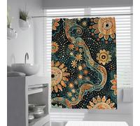 Rideau de Douche Artistique Moderne, Fleurs géométriques abstraites, Rideaux de Douche avec Crochets, Tissu Polyester imperméable, décoration de Salle de Bain de Ferme 120 x 180 cm