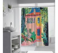 Rideau de Douche au Design de Cottage côtier Vibrant Arbustes en Fleurs Rideaux de Salle de Bain Décoration en Tissu Aquarelle Rideaux de Baignoire imperméables 200 x 240 cm