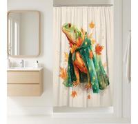 Rideau de douche automnal, lézard vert orange coloré avec feuilles d'érable décoration de salle de bain, rideau de douche moderne en tissu imperméable avec crochets 91,4 x 183 cm