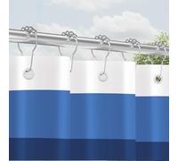 Rideau de douche avec anneaux en métal 120x200 cm Bleu foncé à motifs, Ourlet lesté Anti-moisissure Tissu, Hydrofuge, Lavable Polyester Ensemble de rideaux de bain avec œillets pour salle de bain