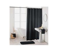 Rideau de douche avec crochets 180 x 200 cm polyester uni essencia Noir Douceur d'Intérieur Noir G