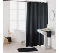 Rideau de douche avec crochets 180 x 200 cm polyester uni essencia Noir Douceur d'Intérieur Noir