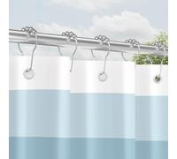 Rideau de douche avec tringle métallique, anneaux 120x200 cm, ciel clair, ourlet lesté, anti-moisissure, textile, hydrofuge, lavable, en polyester, ensemble de rideaux de bain avec œillets pour salle