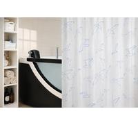 Rideau De Douche Billy 180x200 Blanc Bleu Motif Mouettes Polyester