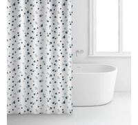 Rideau de douche - Blanc et bleu - Polyester - 180 x 200 cm - RAYEN