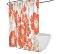 Rideau de Douche botanique Moderne, Rideaux de Douche Fleuris Orange stylés, décoration Moderne et fraîche, Rideau de Salle de Bain en Polyester imperméable avec Crochets 120 x 180 cm