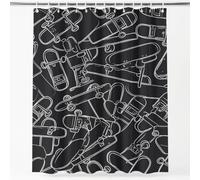 Rideau de Douche Cartoon Fun en Polyester imperméable et Lavable avec Crochets, 120 x 180 cm, Rideau de Salle de Bain Rue Graffiti Cool Personnalité Lignes Skateboard pour Salle de Bain