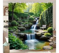 Rideau de Douche Cascade Jardin Zen - Décoration de Salle de Bain Multi-Styles, Parfait pour Ceux Qui Aiment Les Designs Pratiques inspirés par la Nature (70x110cm(27,56x43,31 po))