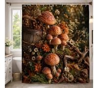 Rideau de douche champignon, fleurs rustiques d'automne en bois, tissu imperméable, décoration pour salle de bain, dortoir, 137 x 198 cm