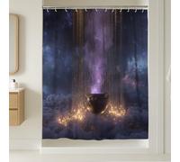 Rideau de douche chaudron magique, violet foncé, ciel nocturne, décoration de salle de bain, rideau de douche moderne en tissu imperméable avec crochets 137 x 198 cm