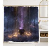 Rideau de douche chaudron magique, violet foncé, ciel nocturne, décoration de salle de bain, rideau de douche moderne en tissu imperméable avec crochets, 157 x 183 cm