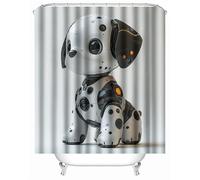 Rideau de Douche Chien Moderne Science Et Technologie 3D en Tissu Polyester Lavable avec 12 Crochets en Plastique, 180x180 cm, Rideau de Baignoire épais pour Salle de Bain, hôtel, dortoir