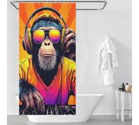 Rideau de douche Chimp DJ Beats Beyond Imagination, résistant à la moisissure, élégant et facile à entretenir, avec crochets, pour enfants, femmes et hommes, 90 x 180 cm (35,43 x 70,87 pouces).