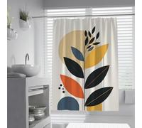 Rideau de douche contemporain W100xL200cm Feuilles colorées grande œuvre solaire moudiou résistant à l’entretenance tissu polyester facile à entretenir rideaux légers pour baignoire de salle de bain