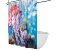 Rideau de Douche côtier Moderne, Rideau de Bain en Tissu de méduse de rêve avec Crochets, Lavable en Machine, Polyester Merveilleux décor de Salle de Bain 120 x 180 cm