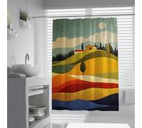 Rideau de Douche d’Art paysager d’Automne, Design de Champ texturé, Rideau de Salle de Bain, Silhouette de Cottage, Rideaux de Baignoire, lavables à la Machine, imperméables 150 x 180 cm