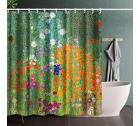 Rideau de Douche de Salle de Bain avec Crochet, Jardin de Fleurs par Gustav Klimt, Rideau d'images de peintures d'art à la Maison pour décor de Salle de Bain 275x180cm/108x71in(WxH)