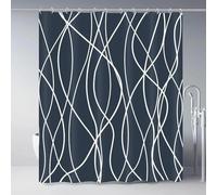 Rideau de Douche de Salle de Bain en Tissu ondulé à Rayures Blanches Modernes, 83x182cm/Largeur x Hauteur Rideau de Bain Long Lavable à Rayures dégradées pour Salle d'eau