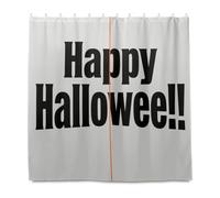 Rideau de douche décoratif en polyester imperméable avec crochet et doublure lavable pour baignoire Motif Happy Halloween Gris 183 x 183 cm