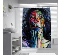 Rideau de Douche décoratif Pastel d'art Moderne Abstrait, Femmes Portrait Photo esthétique Peinture à l'huile Tissu imperméable Rideau de Douche de Bain avec Crochets 90x180cm