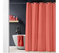 Douceur d'Intérieur, Rideau Douche avec Oeillets Clipsables (180 x 200 cm) Dotty Terracotta, Microfibre Gaufrée Unie